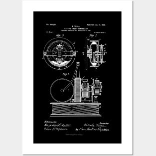 Nikola Tesla 1898 Electrical Circuit Controller Patent Print Posters and Art